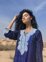 HF Kaftan(Limited)-in Black with multi-color mix pure silk