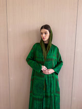 Zainah Cut Abaya in Green and Brown Mix Color