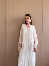 V Neck Kaftan With Off White Bead