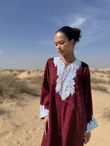 HF Kaftan(Limited)-in Red and Maroon Mix Printed Organza