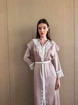 V Neck Kaftan with Patch Lace on Front Panel