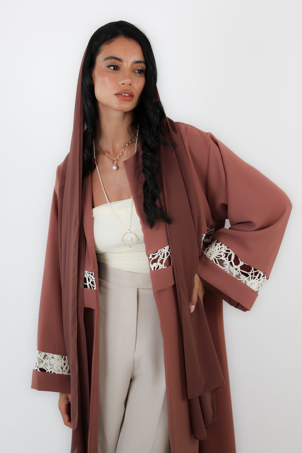 Drop shoulder Abaya with Lace details