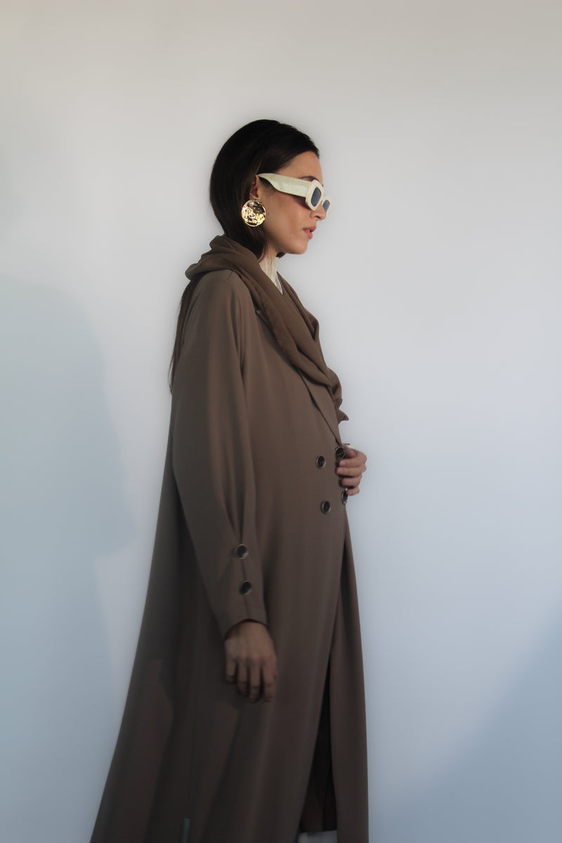 Camel Beige Jacket collar Abaya